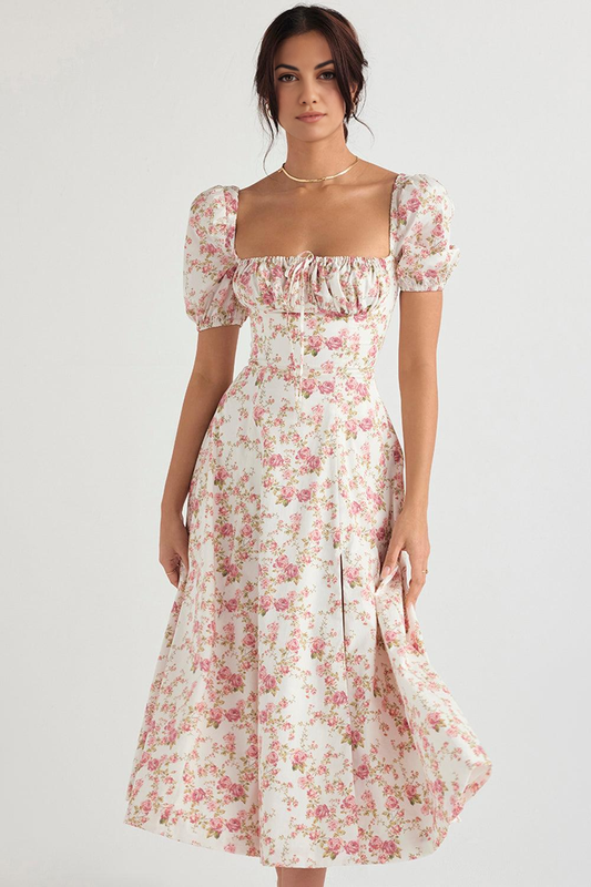 Floral-Print Midi Dress