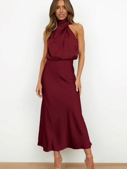 Elegant Silhouette Silk Dress