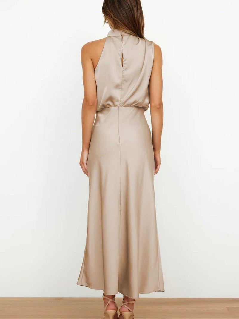 Elegant Silhouette Silk Dress