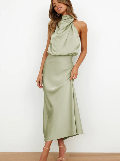 Elegant Silhouette Silk Dress