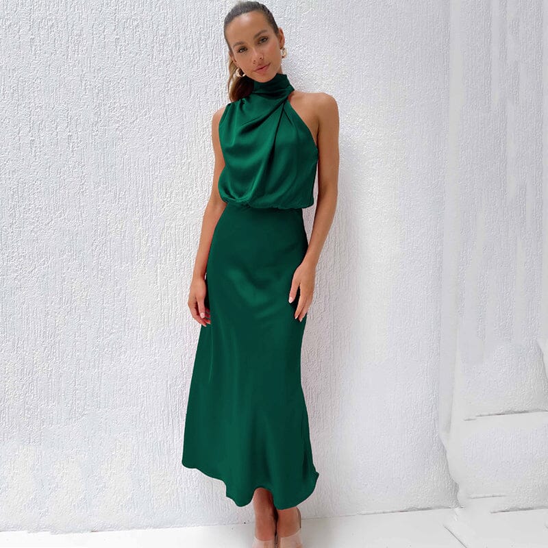 Elegant Silhouette Silk Dress