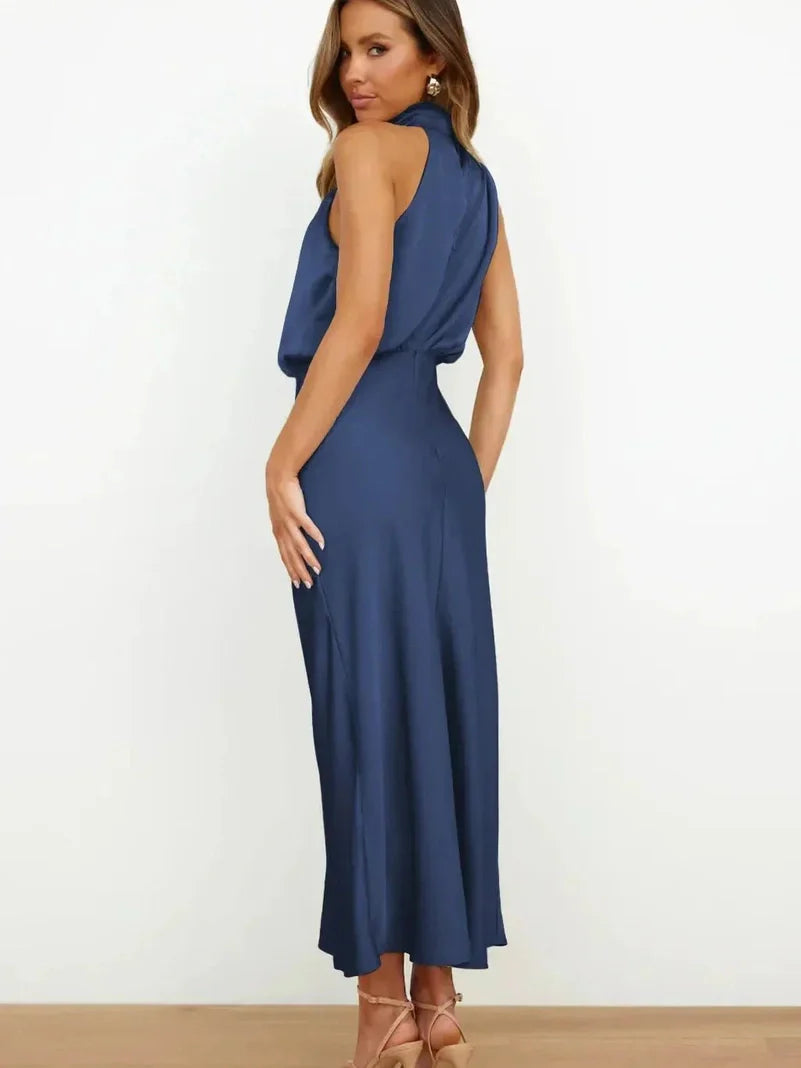 Elegant Silhouette Silk Dress