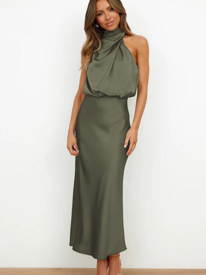Elegant Silhouette Silk Dress