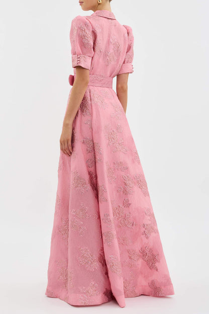 Elegant Belted Floral Maxi Dress