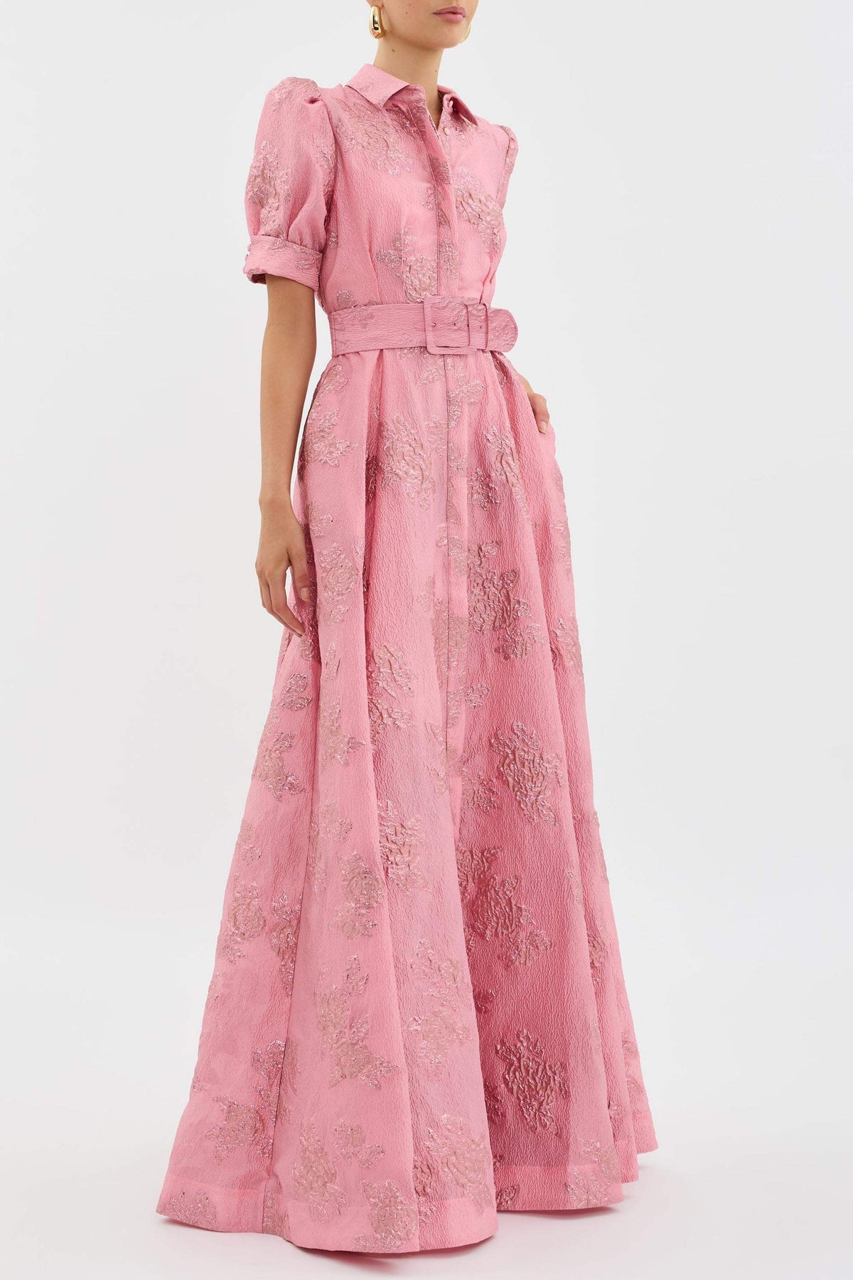 Elegant Belted Floral Maxi Dress