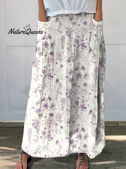 Vintage-Linen Floral Pocket Dress
