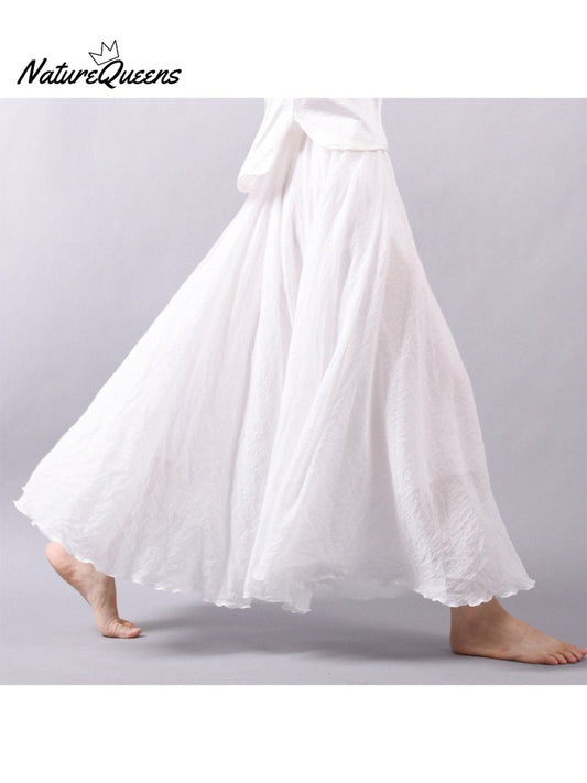 Linen-Comfort Floral Skirt