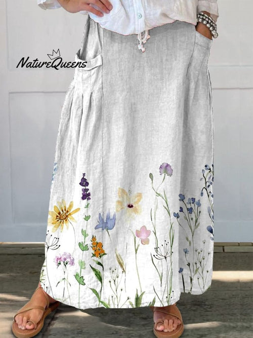 Floral-Pocket Spring Skirt