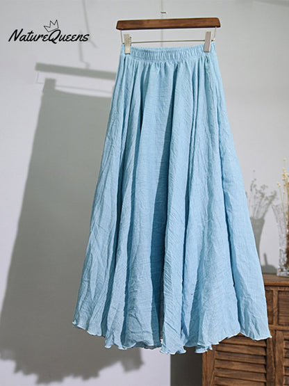 Linen-Comfort Floral Skirt