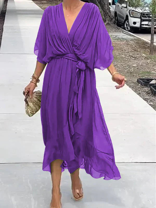 Chic Chiffon V-Neck Dress
