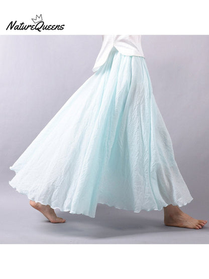 Linen-Comfort Floral Skirt