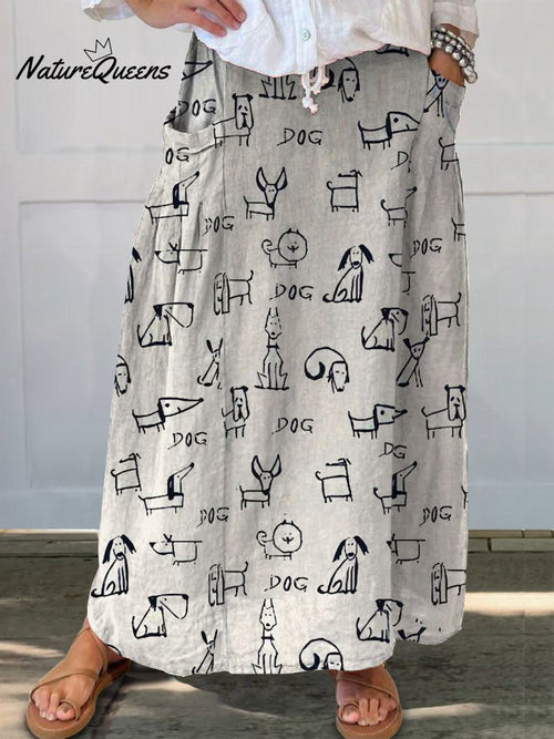 Floral Linen Pocket Skirt