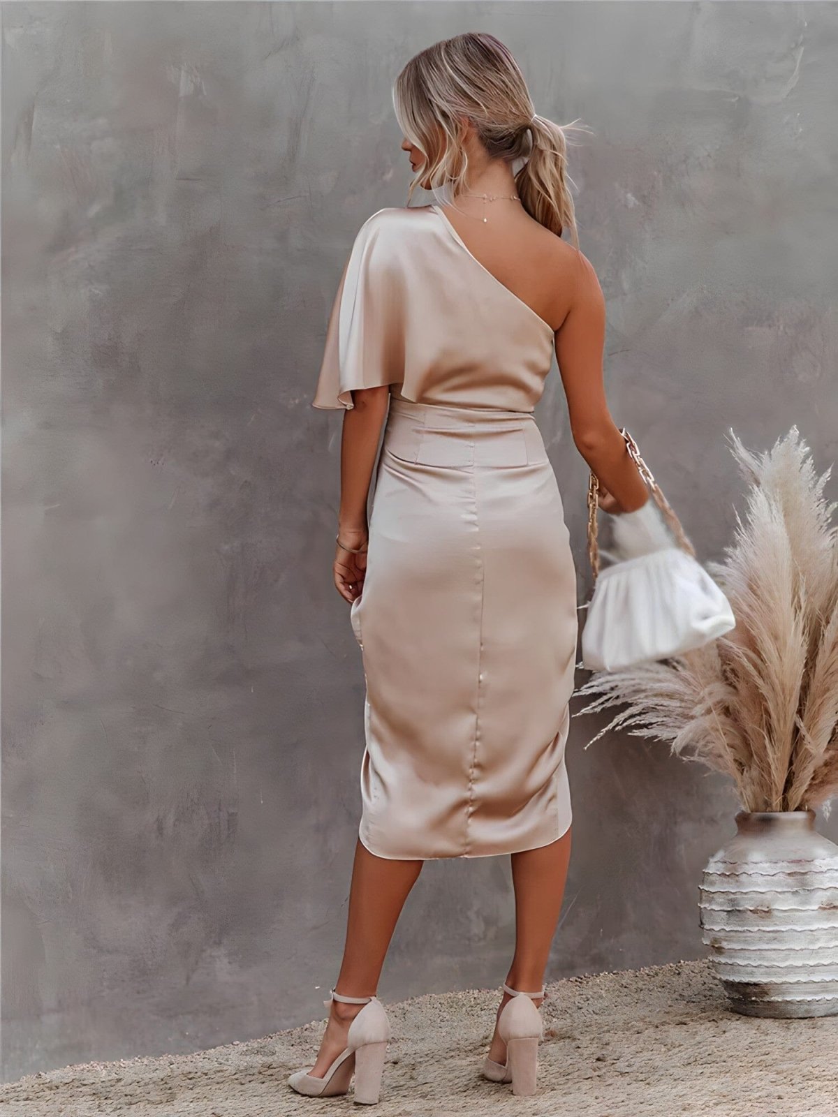 Elegant-Split Silk Dress