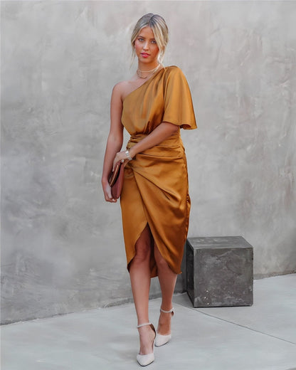 Elegant-Split Silk Dress