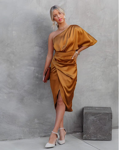 Elegant-Split Silk Dress