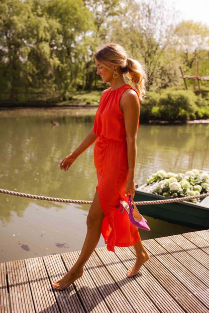 Elegant-Slit Midi Dress
