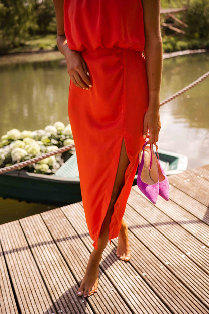 Elegant-Slit Midi Dress