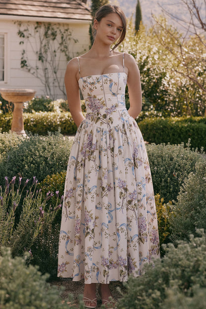 Sculpting Floral Midi Dress