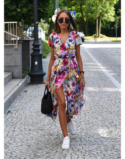 Graceful V-Neck Elegant Dress