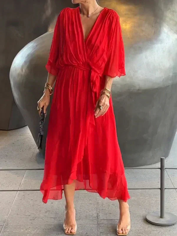 Chic Chiffon V-Neck Dress