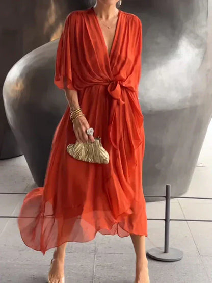 Chic Chiffon V-Neck Dress