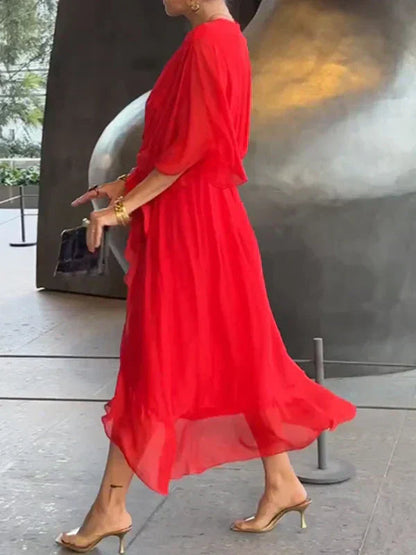 Chic Chiffon V-Neck Dress
