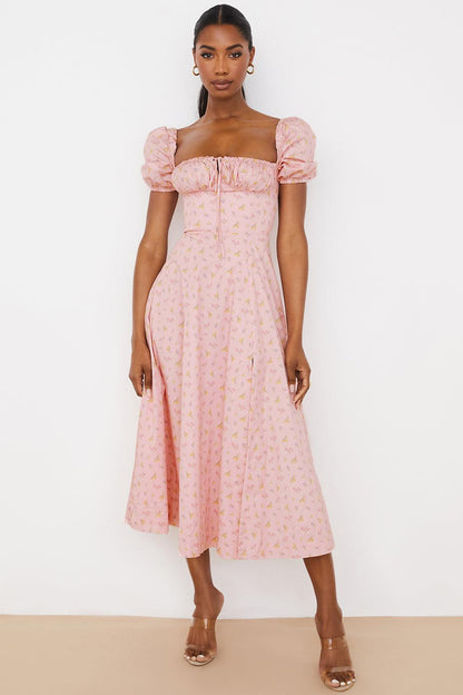 Floral-Print Midi Dress
