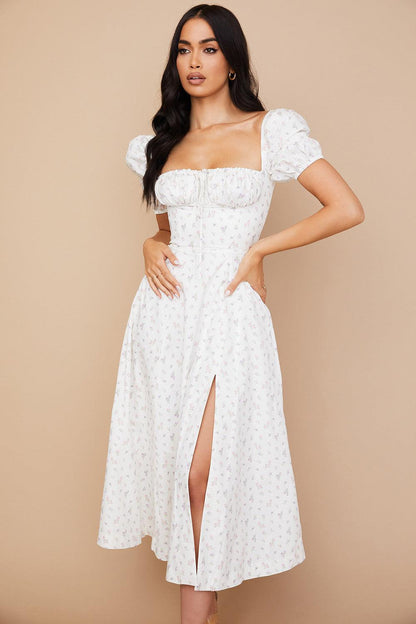 Floral-Print Midi Dress