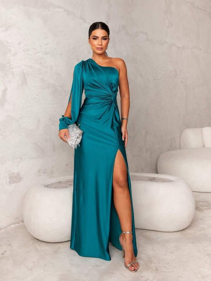 Silk High-Split Dress