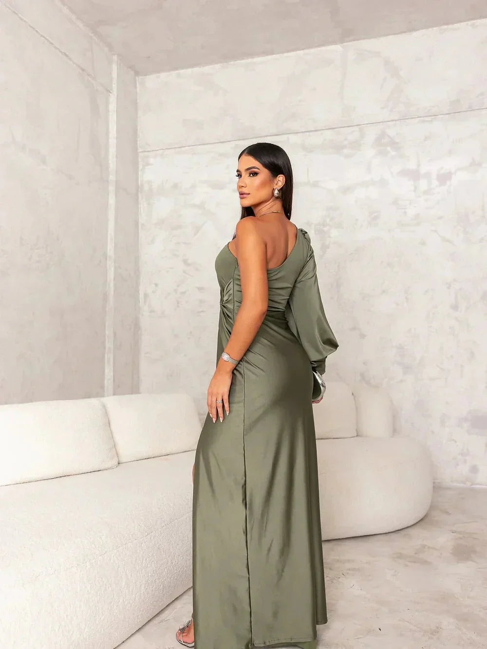 Silk High-Split Dress