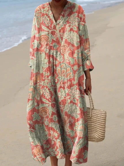 Elegance-Flow Coral Dress