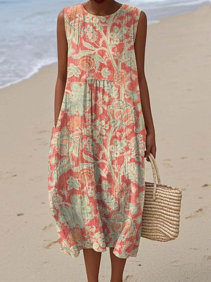 Elegance-Flow Coral Dress